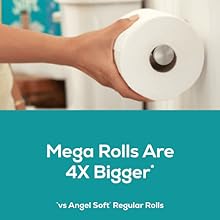 Angel Soft Toilet Paper, 4 Mega Rolls = 16 Regular Rolls, Soft and Strong Toilet Tissue